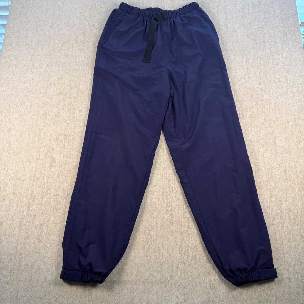 Vintage Orvis Wind Pants Mens Small Navy Blue Fleece Lined Belted Hiking Utility